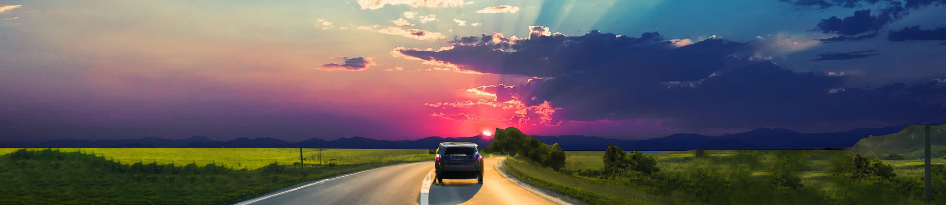 Gün batımında yol